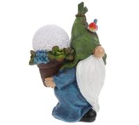 PLAFOPE Estatua de Enano de Jardín con Luz Solar, Adorno de Resina Luminosa para Decoración Exterior, Diseño Elegante y Batería Incluida para Jardín y Patio