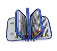 PLAFOPE Estuche para Lápices 72 Compartimentos Azul, Organizador Escolar De Nailon, Multilayer 4 Capas, para Niños y Niñas, Uso Escolar y Viaje, Estuche Portátil con Ranuras para Lápices