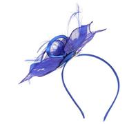 PLAFOPE Fascinador Vintage para Mujer Diadema de Malla Azul con Plumas Estilo Flapper Tocado para Boda Fiesta Té y Banquete Elegante