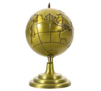 PLAFOPE Globo Terráqueo de Escritorio Pequeño Vintage de Metal Función Giratoria, Mini Adorno para Decoración de Oficina en Color Verde Antiguo, Accesorio Educativo para Aprendizaje