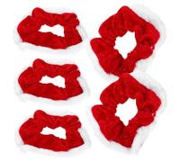 PLAFOPE Gomas Pelo De Terciopelo Navideñas 5 Piezas, Elásticas y Suaves, Tamaño Mediano, Para Mujeres y Niñas, Uso Diario y Fiestas, Coleteros Para Coleta Cómodos y Resistentes