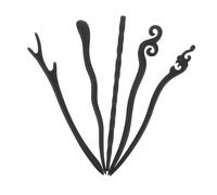 PLAFOPE Horquillas Chinas Vintage De Madera Negra 5 Piezas Para Recogidos, Palillos Pelo Retro Artesanal Para Mujer, Uso Diario y Ocasiones Obsequios