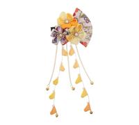 PLAFOPE Japanese Kimono Fan Hair Clip With Tassel Handmade Floral Hair Ornament For Women For Festivals And Traditional Outfits