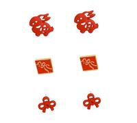 PLAFOPE Juego de 3 Pares Pendientes Rojos para Mujer Pendientes de Botón Diseño Chino Motivos de Conejo y Nudo Chino Bisutería para San Valentín y Fiestas Tradicionales