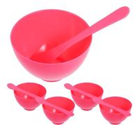 PLAFOPE Juego de 5 Sets de Cuencos y Aplicadores para Mascarillas Faciales Plástico PP Duradero Color Rosa Oscuro Kit de 10 Piezas para Mezclar y Aplicar Mascarilla Casera Adecuado
