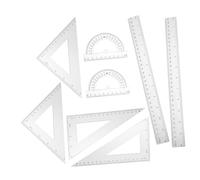PLAFOPE Juego de Reglas Transparentes Triangulares 30 Cm, Transportador Plástico, Escuadra y Cartabón, Herramientas Geométricas Precisas para Dibujo, Enseñanza Matemática y Oficina