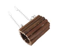 PLAFOPE Juguete Columpio de Madera Natural para Loros Pequeño con Túnel y Gancho Colgante, Hamaca Interactiva para Jaulas de Pájaros, Entretenimiento para Aves y Pequeños Animales,