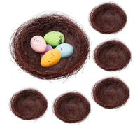 PLAFOPE Nido de Pájaro de Hilo Natural Hecho a Mano, 10 Piezas, Color Marrón, Nidos de Pájaros Simulados para Decoración de Jardín y Accesorios para Jaulas, Ambiente Acogedor para Aves