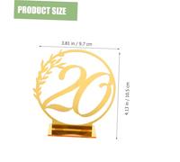 PLAFOPE Números de Mesa Acrílicos 20 Piezas para Boda Base Dorada Diseño Delicado y Superficie Lisa, Perfectos para en Bodas y