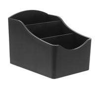 PLAFOPE Organizador de Bolsas de Azúcar para Encimera 3 Compartimentos, Caja de Abs Negra para Café y Té, Soporte Multiusos para Sobres y Saborizantes, Adecuado para Cocina y Cafetería