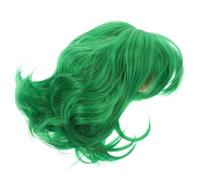 PLAFOPE Peluca de Cosplay Bob Corta Verde para Niña Pañuelo, Cabello de Peluca Vibrante y Aspecto Realista para Fiestas de Disfraces y Mascaradas