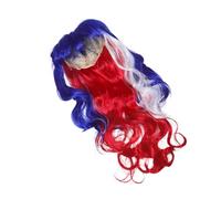 PLAFOPE Peluca Larga Rizada para Mujer con Colores Bandera Americana Peluca Sintética Realista para Fiestas Carnaval Halloween Eventos Deportivos y Cosplay