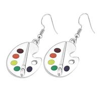 PLAFOPE Pendientes Colgantes Placa de Pintura de Aleación en Color Plata para Artistas y Aspirantes, Accesorios Adorables para Fiesta Temática de Arte y Vida Diaria