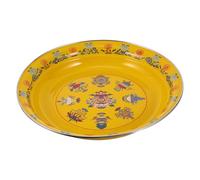 PLAFOPE Plato Esmaltado Multifunción de 30 Cm Color Amarillo Estilo Retro y Chino, Adecuado para Aperitivos en Casa o Bar Acabado Fino y Fácil de Usar