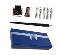 PLAFOPE Pluma de Inmersión Vintage con Puntas de Repuesto y Tinta Caja de Regalo Kit Completo para Caligrafía Escritura Artística y Manualidades para Regalos Elegantes Bodas y Ocasiones