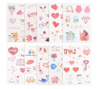 PLAFOPE Tatuajes Temporales Adhesivos para Adultos 10 Láminas Impermeables Diseño de Corazones para Brazo y Cuello Pegatinas de Tatuajes Temporarios para Fiestas Playa y Discotecas