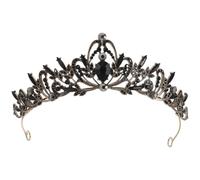 PLAFOPE Tiaras de Lujo Negra Barroca Reina Gótica para Boda de Novia Disfraz Vintage de Bruja Cisne Mujer Baile de Graduación Halloween