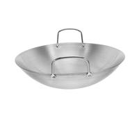 PLAFOPE Wok de Acero Inoxidable Fondo Redondo y Gran Capacidad, Sartén Fácil de Limpiar Adecuado para Freír Patatas y Cocinar en Casa