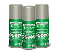 PLAGAS ONLINE Bomba Insecticida Fumigadora anti Chinches, Ácaros, Pulgas, Cucarachas, Mosquitos, Hormigas, Polillas… - Uso interiores - Acción Rápida y Duradera - 100ml (3 uds)