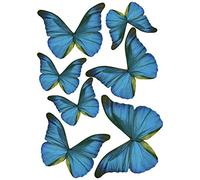 PLAGE 3D Charming Butterfly Stickers Decoration Transparente [7 Butterflies Between 8 x 6,5 cm and 14 x 11 cm], plástico, Blue, 14 x 0.1 X 11 cm, 7 Unidades de Medida