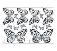 Plage Decoración Adhesiva Mariposas Blancas y Negras, Vinilo, Gris, 21x3x29.6 cm