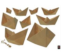 Plage Decoración Mural Adhesiva con Diseño Barcos De Papel, Vinilo, Beige, 48x3x68 cm