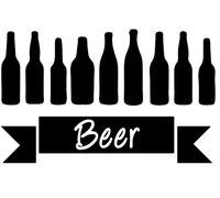 Plage Decoración Mural Adhesiva con Diseño Beer, Vinilo, Negro, 48x68 cm