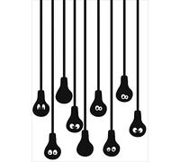 Plage Decoración Mural Adhesiva con Diseño Bombillas Ojos, Vinilo, Negro, 48x3x68 cm