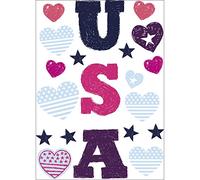 Plage Decoración Mural Adhesiva con Diseño Love Usa, Vinilo, Multicolor, 48x68 cm
