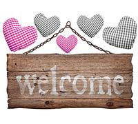 Plage Decoración Mural Adhesiva con Diseño Pancarta de Madera Welcome, Vinilo, Multicolor, 48x68 cm