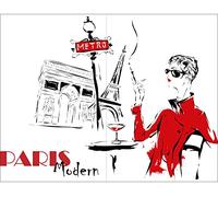 Plage Decoración Mural Adhesiva Gigante-Paris, Vinilo, Multicolor, 100x3x140 cm