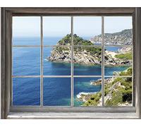 Plage Falsa Ventana Adhesiva Vistas al Mar, Tela, Multicolor, 75x3x60 cm