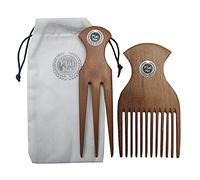 Plai Na Peine para cabello africano - Peine de madera Afro Pick Set para mujer - Púa de dientes finos, trenzado/separación de 3 dientes peine para trenzar hecho a mano