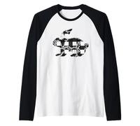 Plaid Bunny Easter Rabbit Black & White Flower Bunny Floral Camiseta Manga Raglan