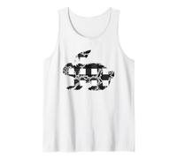 Plaid Bunny Easter Rabbit Black & White Flower Bunny Floral Camiseta sin Mangas