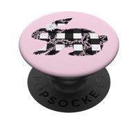 Plaid Bunny Easter Rabbit Black & White Flower Bunny Floral PopSockets PopGrip Adhesivo