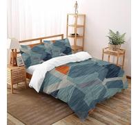 Plaid Juego De Cama 3D Estampado Motivos geométricos Niños Y Niñas 3 Piezas Microfibra Suave 2 Fundas De Almohada Cremallera Oculta Double（200x200cm）