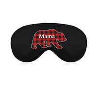 Plaid Mama Bear Sleep Eye Mask Cute Blindfold Eye Covers Eyeshade para Mujeres Hombres Regalos