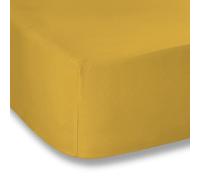 Plain Dyed Mustard sábana Bajera 135x200+ Funda de Almohada Blanca 50x80(2)