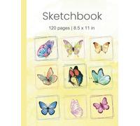 Plain pages Sketchbook: Colorful Butterflies Cover: | 120 Blank pages to Explore Your Artistry in Drawing, Doodling and Beyond!