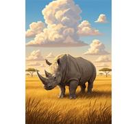 Plain Rhinoceros 700 Piece Jigsaw Puzzles for Adults, Colourful, Challenging & Brainteasing Adult Puzzles 700 Pieces Animal, Fun jigsaws for The Whole Family 20x15 Inch
