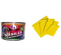 PLAINSUR Masilla para CARROCERIA CON Fibra 500 Gr + Juego ESPATULA CARROCERO Plastico