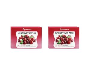 PLAMECA Cranbycyst Max Vías Urinarias, Cranberry o Arándano Rojo Americano, Gayuba, Vitamina C y Ortosifón, 30 Cápsulas Vegetales (Paquete de 2)