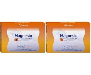 Plameca Magnesio by Curarti - Alto Aporte con 4 Fuentes de Magnesio: Bisglicinato, Citrato, Hidróxido y Óxido - Liberación Prolongada - Reforzado con Cúrcuma y Vitamina B6-60 Comprimidos