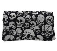 Plan B, Monedero, Modelo Compact 03, 15 x 9 cm, con 5 Ranuras para Tarjetas, Calaveras Blancas sobre Fondo Negro, Mujer, de Tela, Ligero (Hardcore)