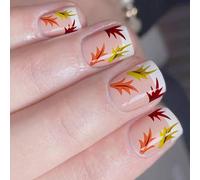 Plan de aguja de crema para pezuñas postizas de otoño e invierno, fácil eliminación, no daña poliestireno ABS para mujeres modernas, uñas postizas de hojas caídas