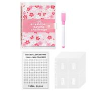 Plan de Ahorro de 100días - 100 Sobres Desafío de Ahorro de Dinero, Libro de Cartera de Relleno de Efectivo para Estudiantes, Libro de Presupuesto de Efectivo Rosa para Premio Escolar