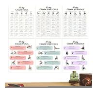 Plan de ejercicio de silla de 30 días - Tabla de ejercicios de asiento y pautas de póster de yoga, formulario de check-in para desafíos de fitness, póster - fitness para personas mayores en casa