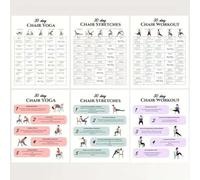 Plan de ejercicios de yoga en silla, póster de fitness de 30 días, 6 piezas, entrenamiento en silla para personas mayores, para adultos, viajes, mañana, trabajo, familia, amigos, culturismo, deportes