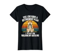 Plan de jubilación Caminando Mi Humor Akita Inu Camiseta gráfica económica, Mujer, Negro, XS